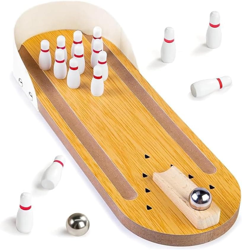 Mini Wooden Tabletop Bowling Set