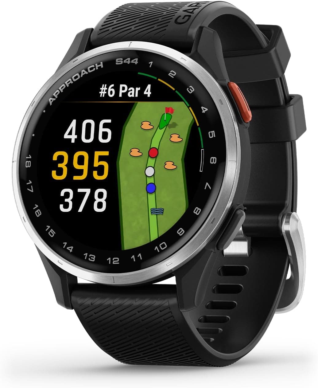 Garmin Approach S44 Golf GPS Smartwatch — Silver with Black Band