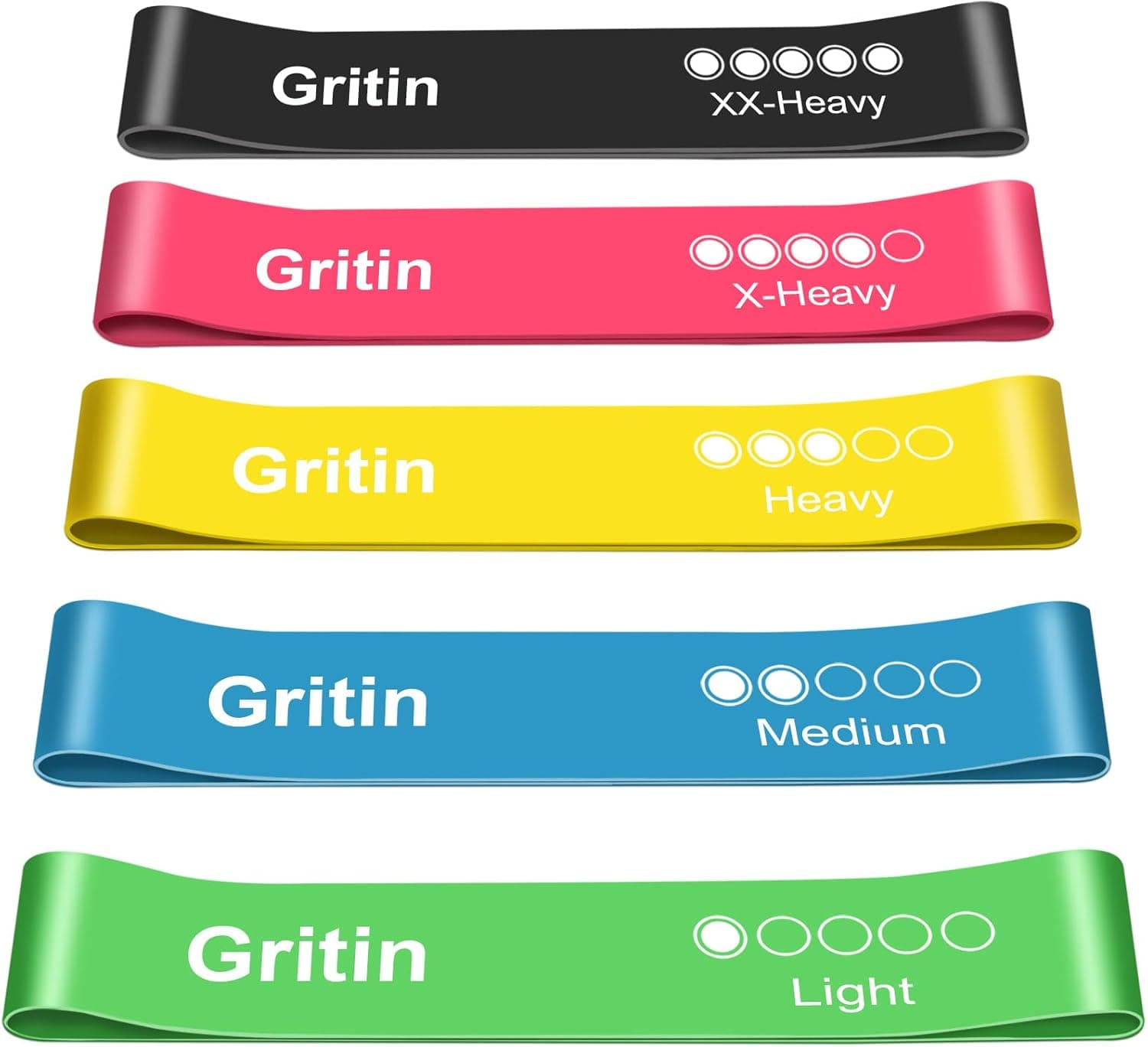 Gritin Resistance Bands Set of 5 Exercise Loop Bands