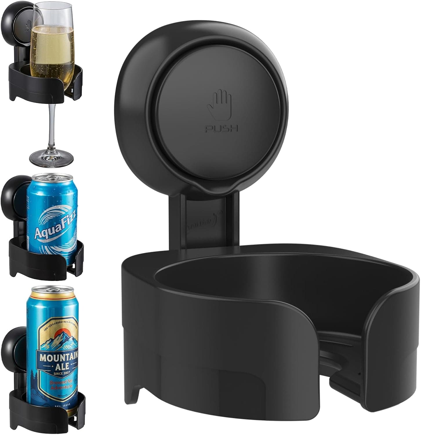 TAILI Suction Cup Wine Glass Holder for Shower & Bathtub (Black)