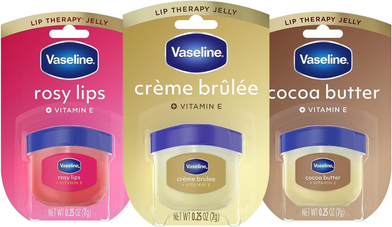 Vaseline Lip Therapy Gift Set – 3 Flavors (0.25 oz each)