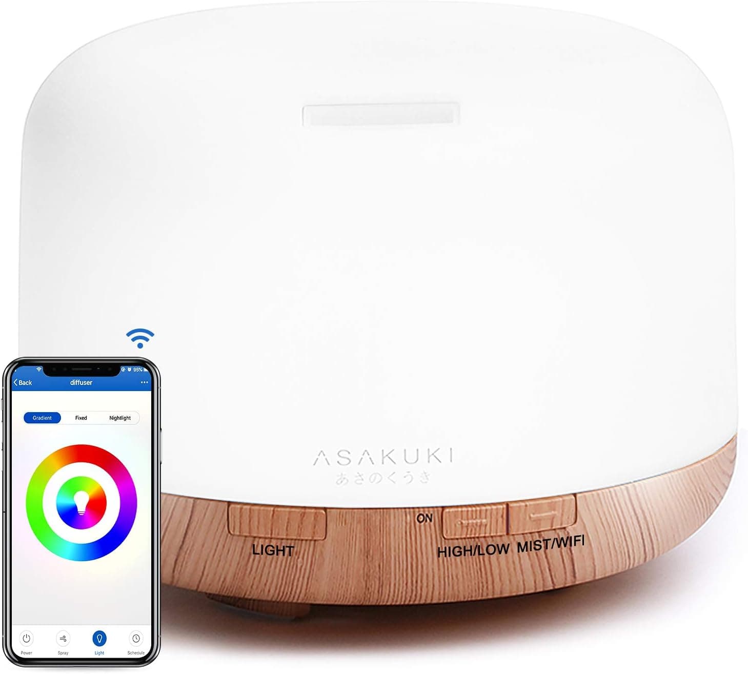 ASAKUKI WiFi Smart Essential Oil Diffuser & Cool Mist Humidifier (500ml)