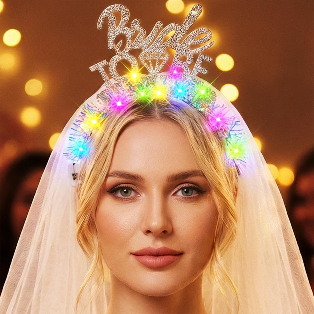 JEAIRTS Light Up Bride Veil Headband