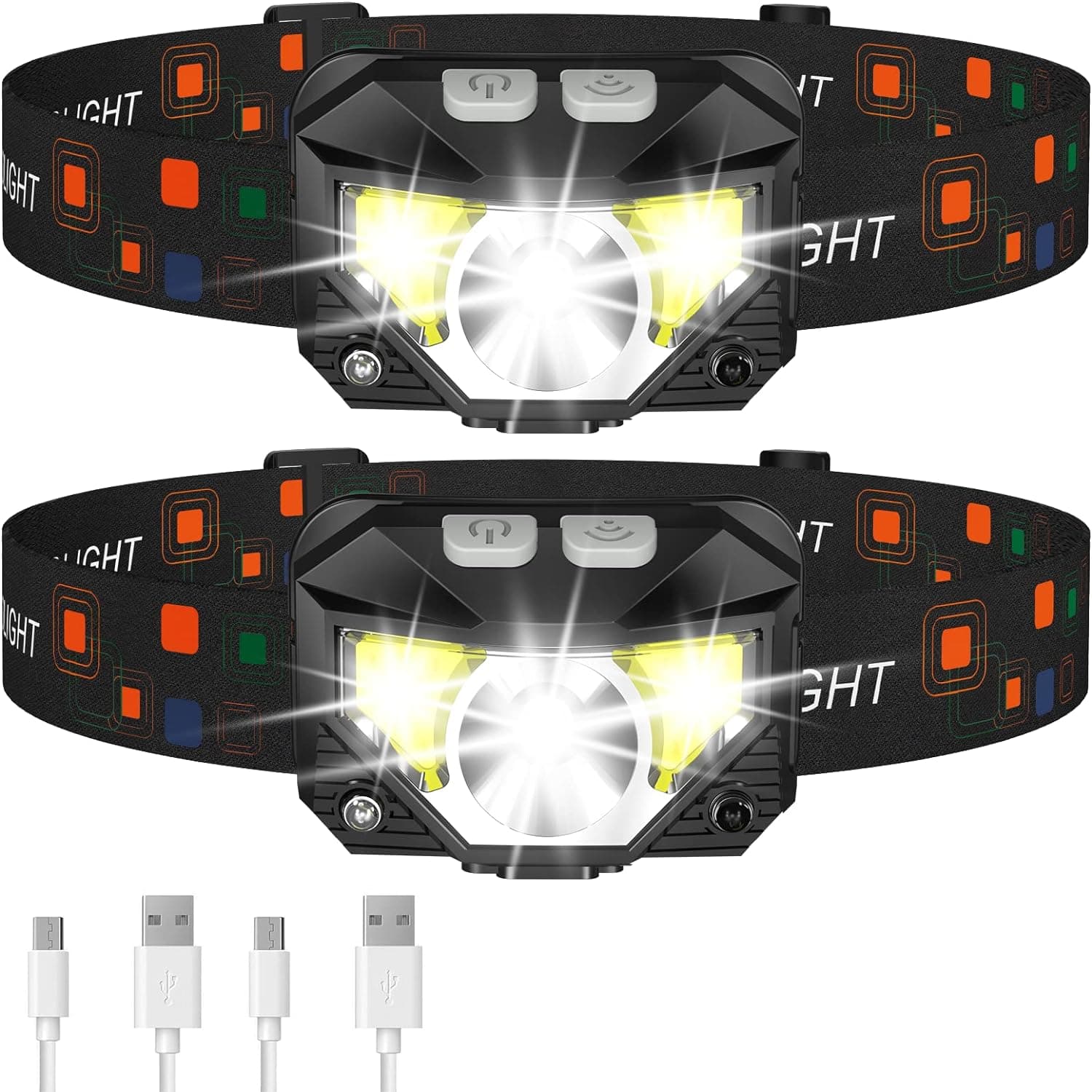LHKNL 1200 Lumen Rechargeable Headlamp (2-Pack)