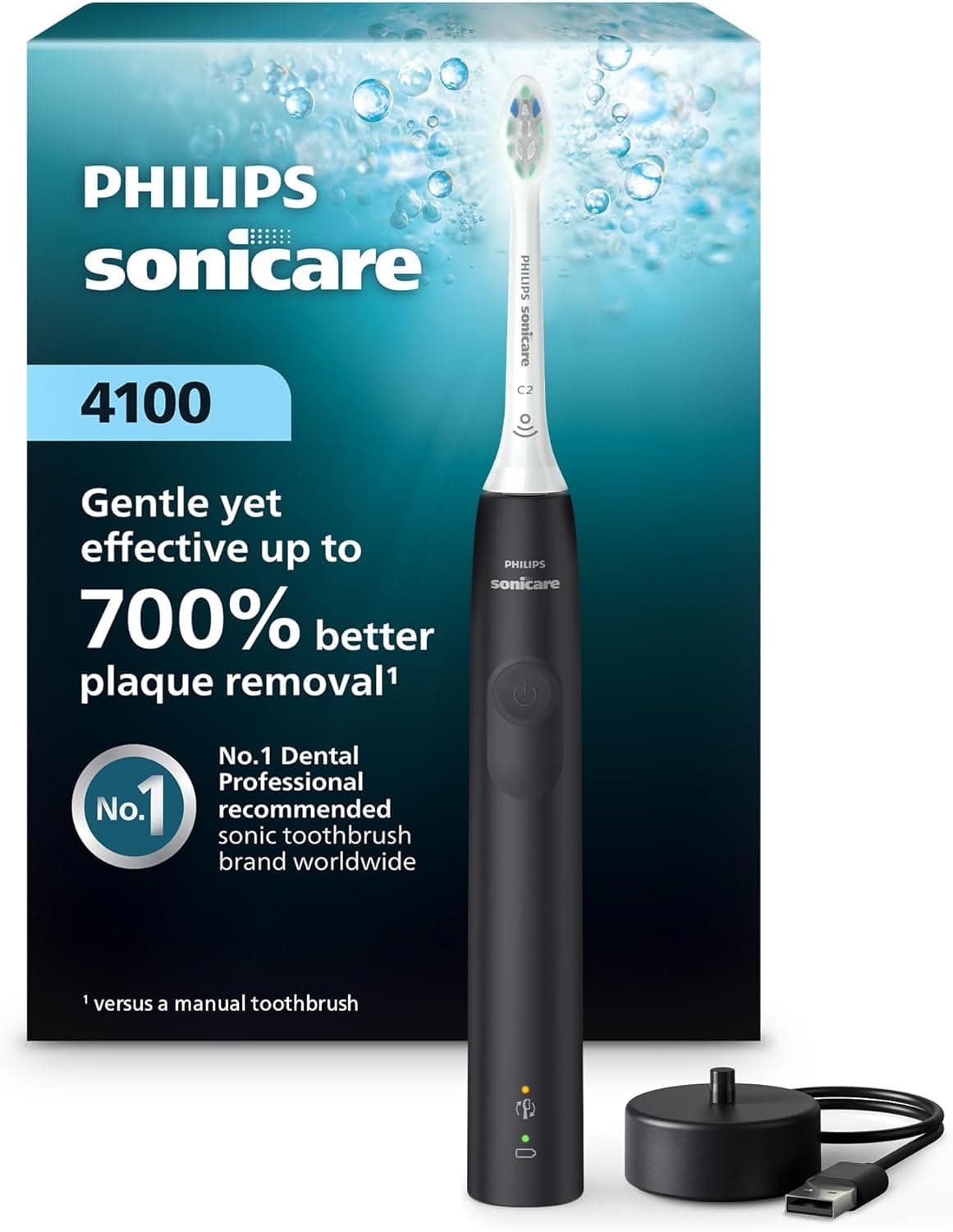 Philips Sonicare 4100 Rechargeable Electric Toothbrush (Black)