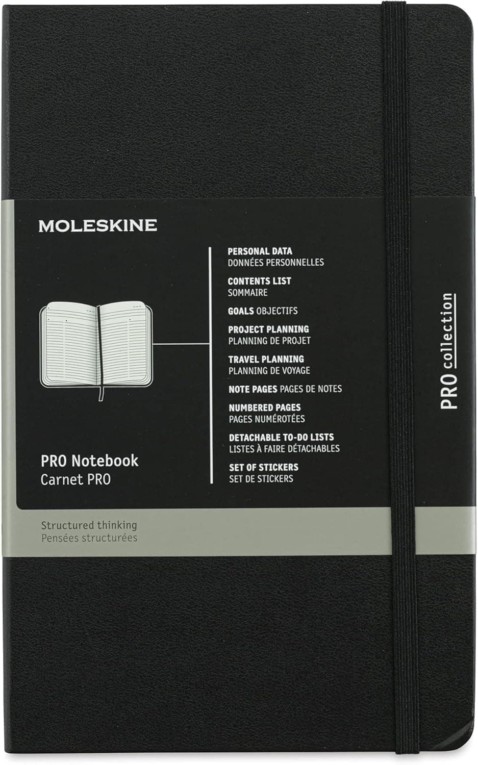 Moleskine PRO Notebook Hard Cover Large (5" x 8.25"), Black, 240 Pages