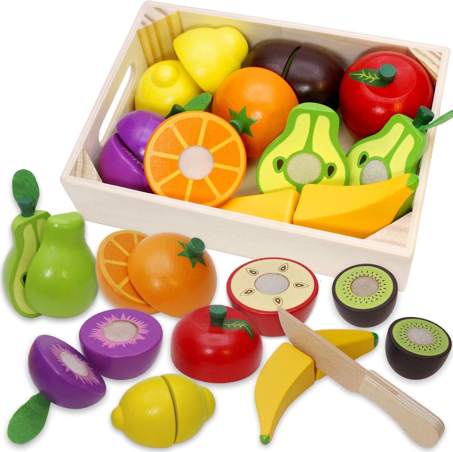 Wooden Play Food Set for Kids Kitchen Accessories