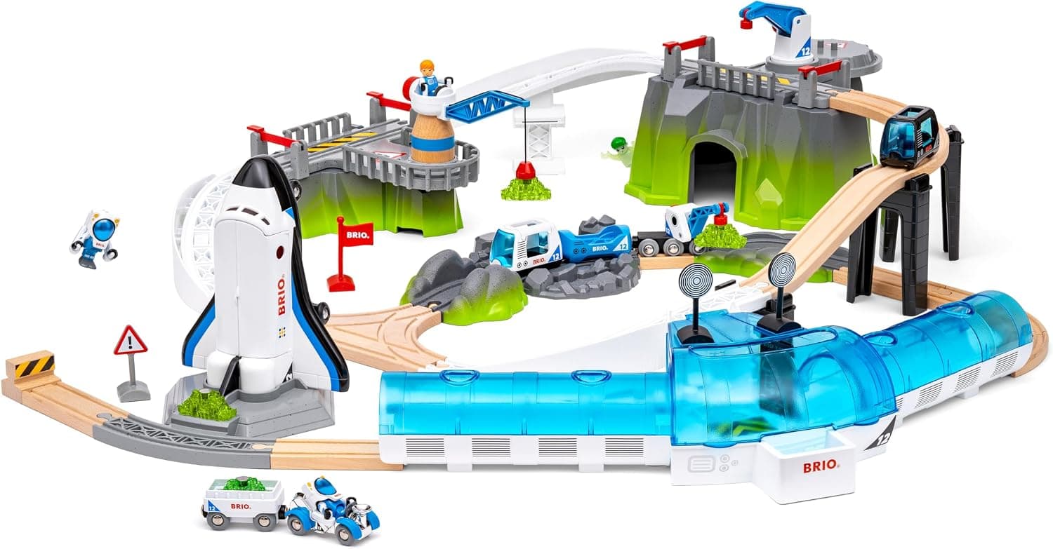 BRIO World Space Deluxe 56-Piece Wooden Railway Set