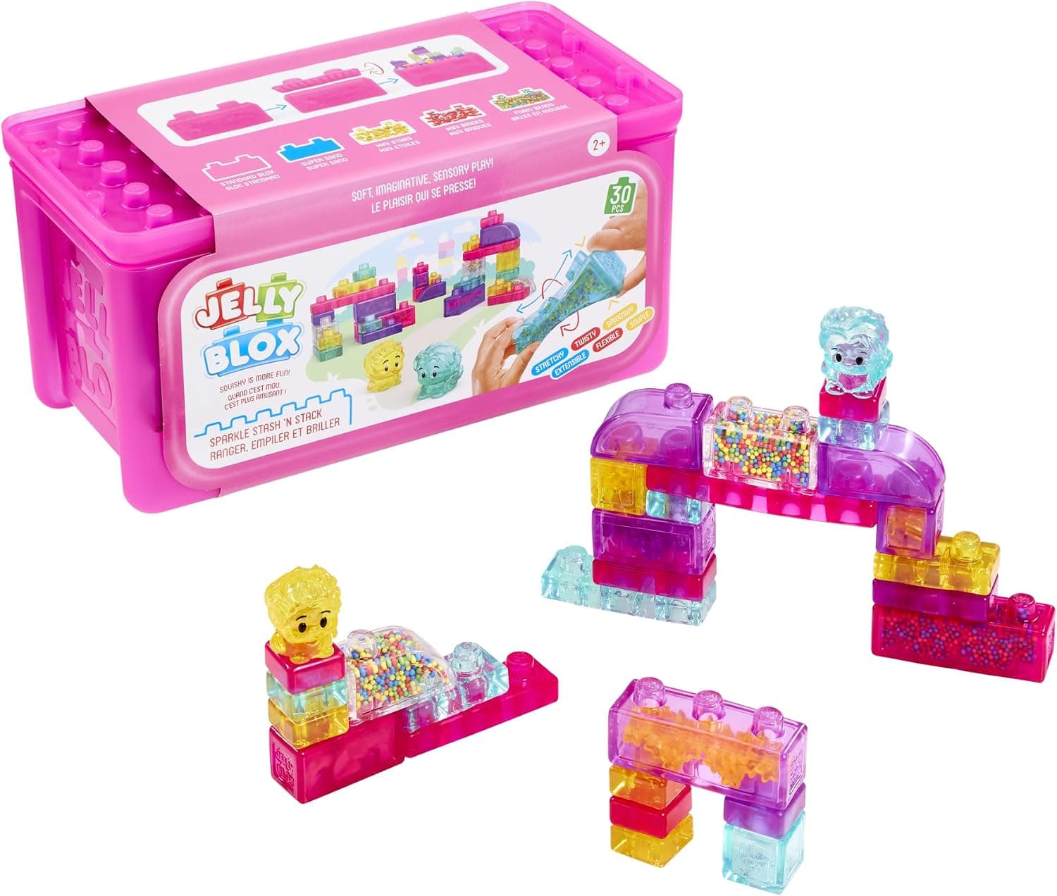 Jelly Blox Stash 'N Stack 2-in-1 Storage Case with 30 Blocks
