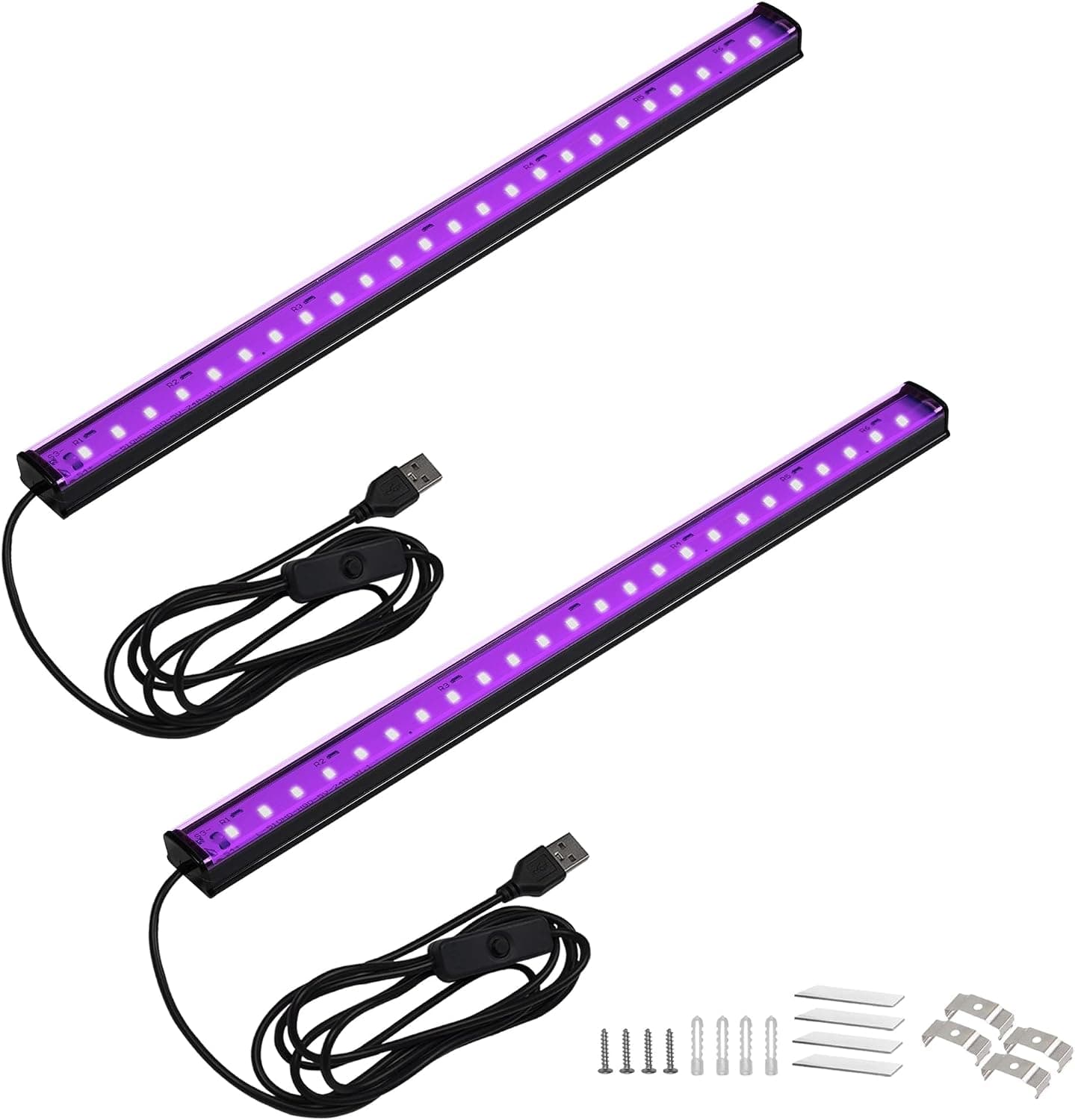 USB UV LED Black Light Bar (2-Pack), 10W, 1ft