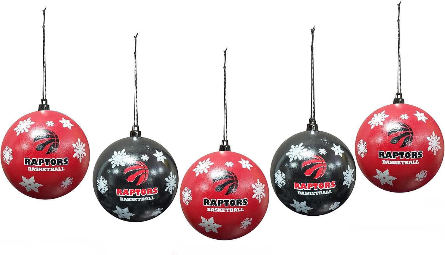 Toronto Raptors Shatterproof Ball Ornaments (Pack of 5) - Red
