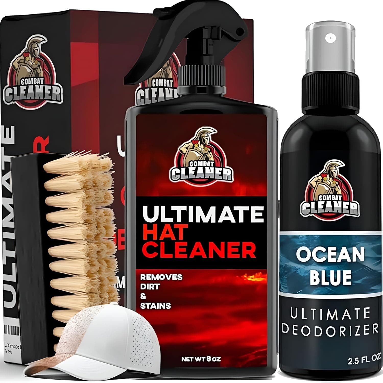 Combat Cleaner Ultimate Hat Cleaner Kit (Cleaner, Deodorizer & Brush)