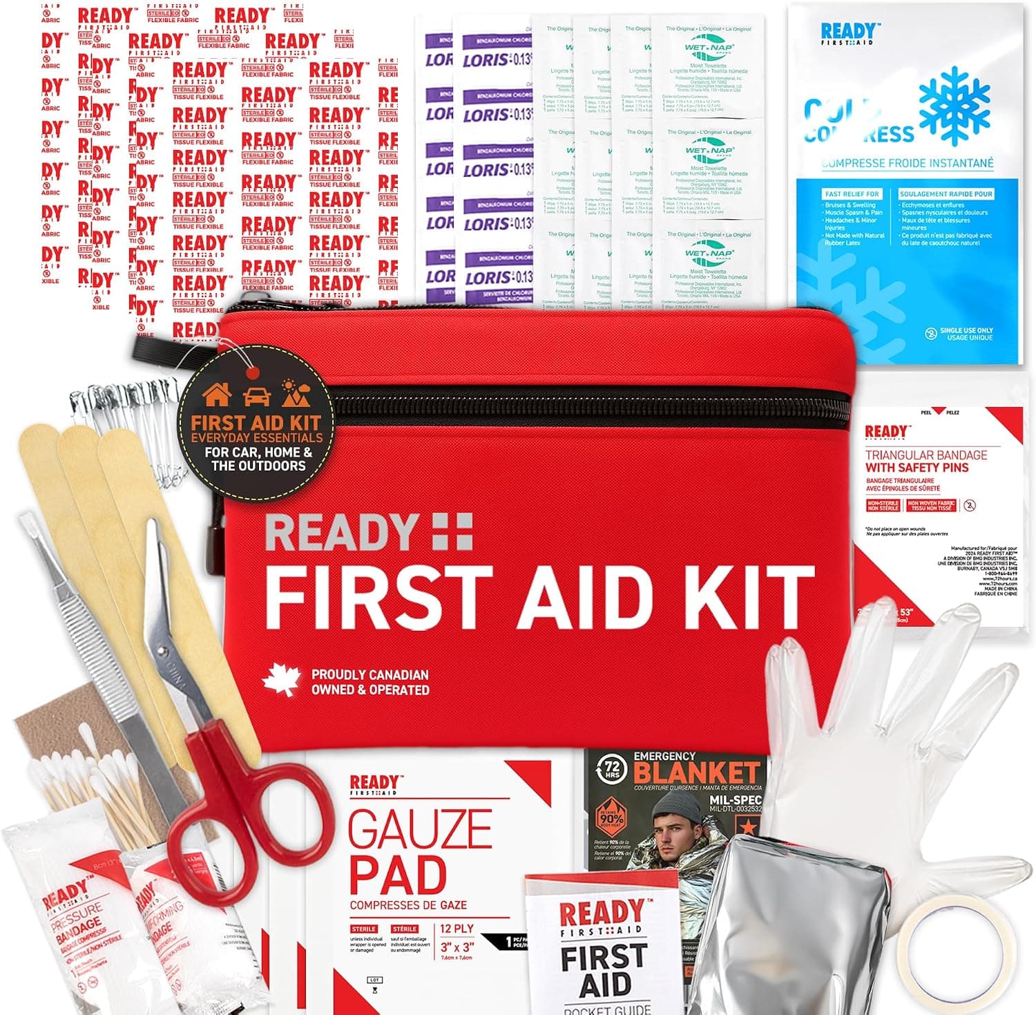 Ready First Aid 107-Piece First Aid Kit for Camping, Hiking and Travel