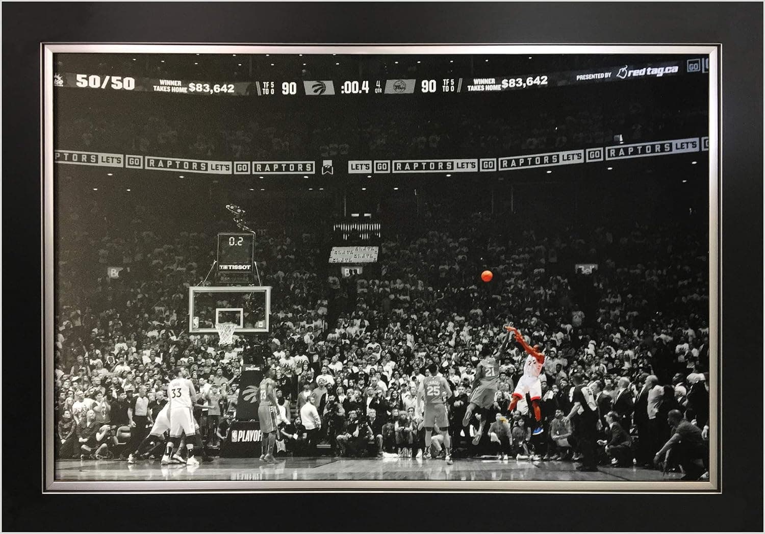 Kawhi Leonard 'The Launch' Framed Canvas — Iconic Game-Winning Shot (33.5 x 23.5 in)