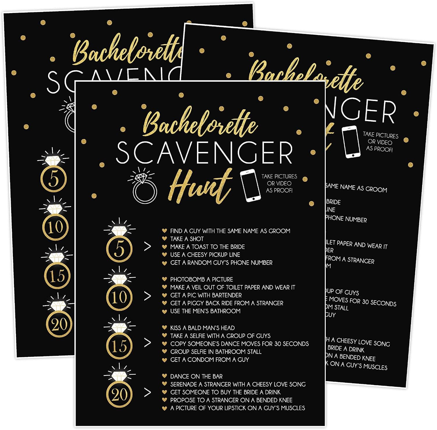 Your Main Event Prints Bachelorette Scavenger Hunt Party Game Cards (25 Pack)