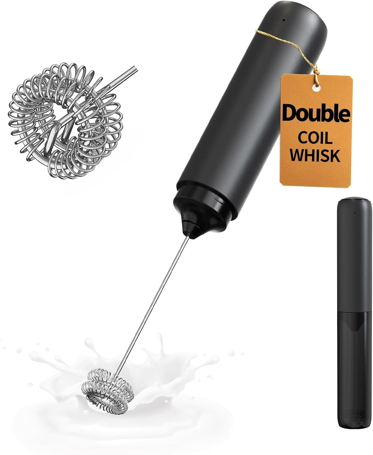 CIRCLE JOY Rechargeable Handheld Electric Milk Frother (Dual Spring Whisk)