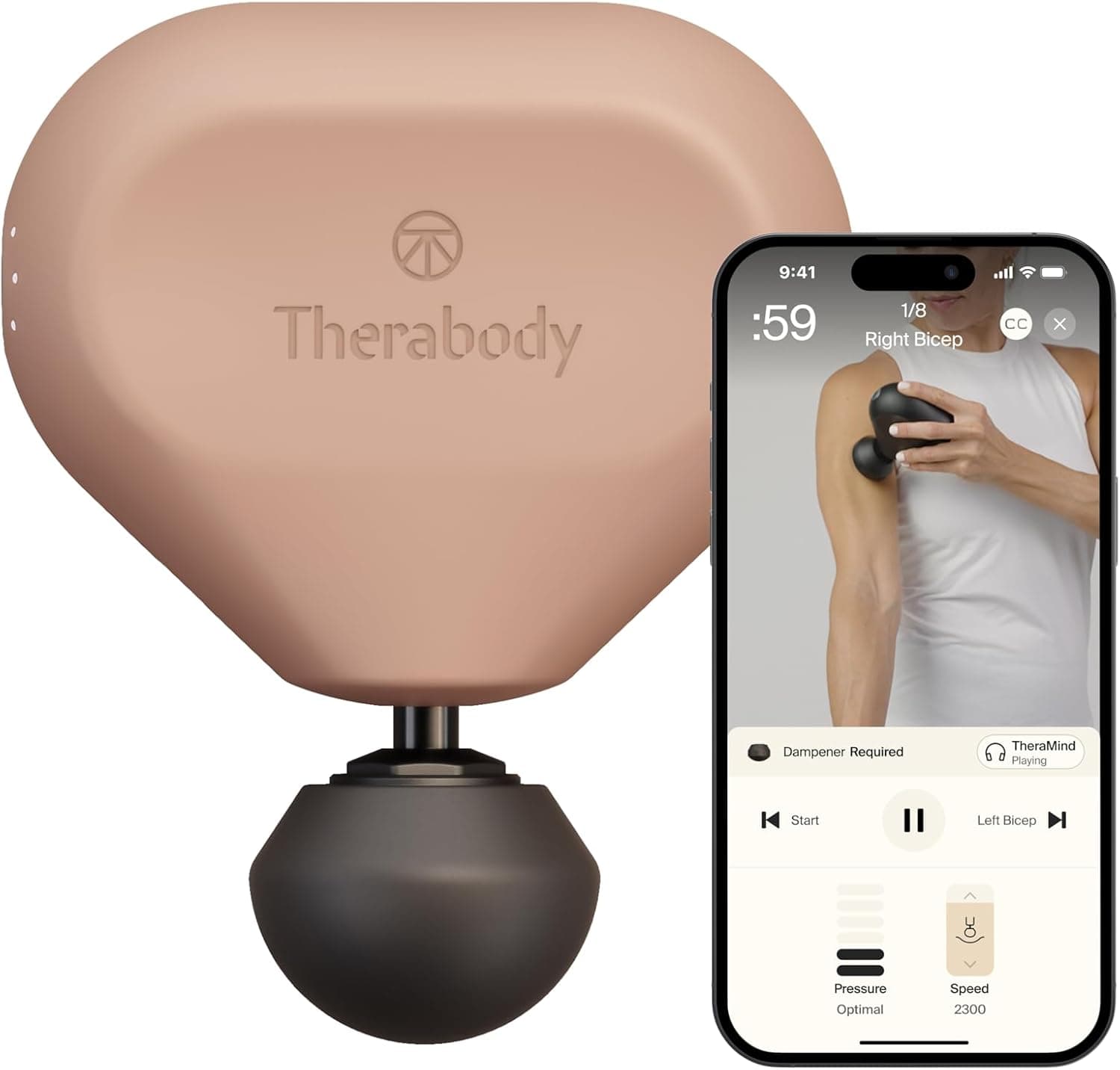 Theragun Mini by Therabody (3rd Gen) Ultra-Portable Massage Gun (Desert Rose)
