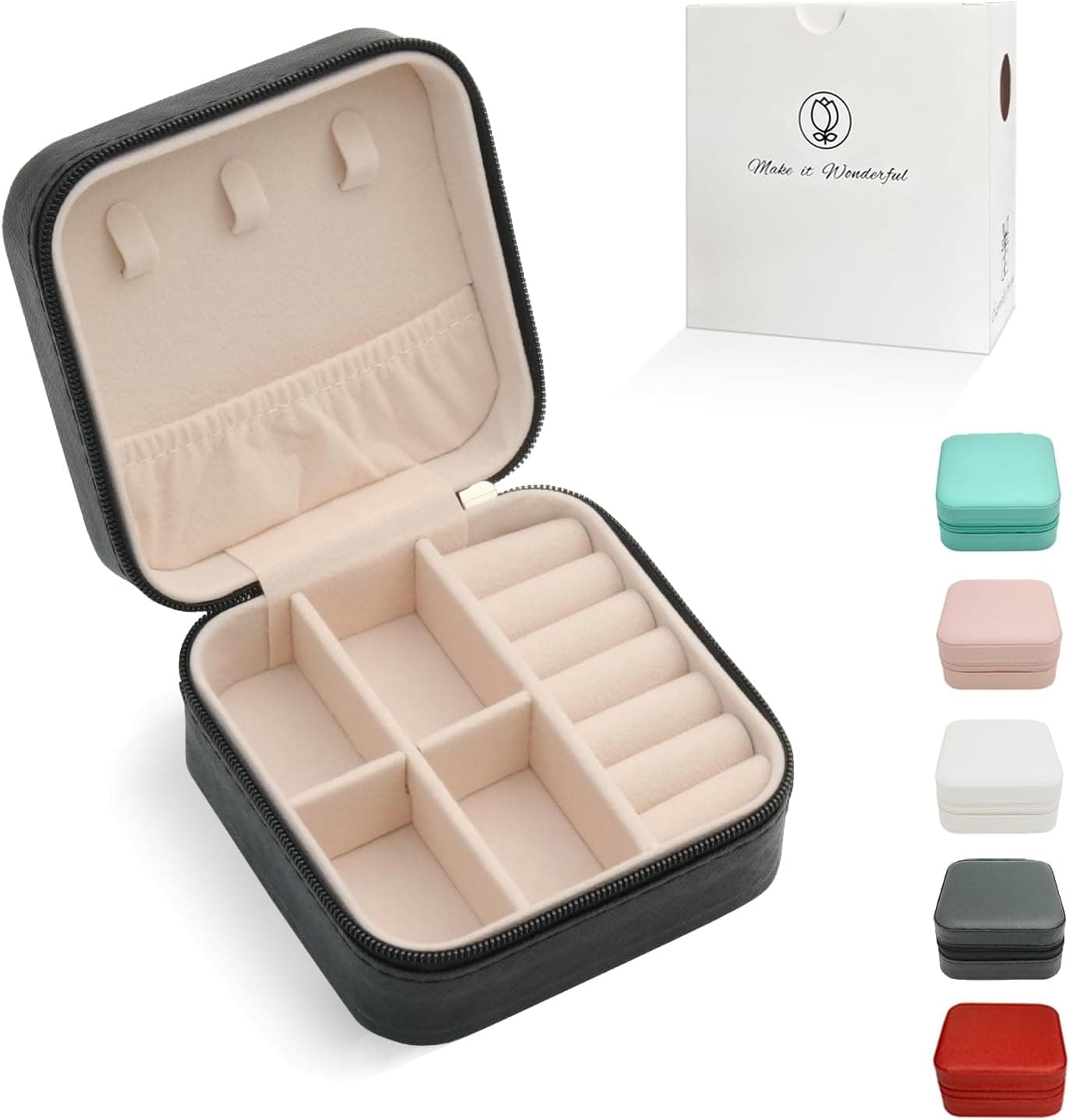 Mini Jewelry Travel Case Portable Jewelry Organizer (Black)