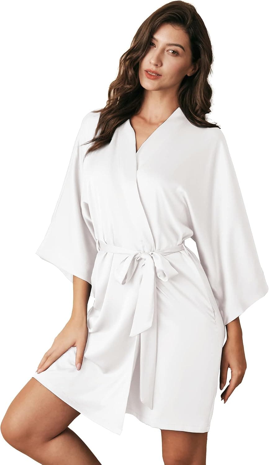 AW BRIDAL Silk Robes for Women Short Bridesmaid Robes for Bridal Party