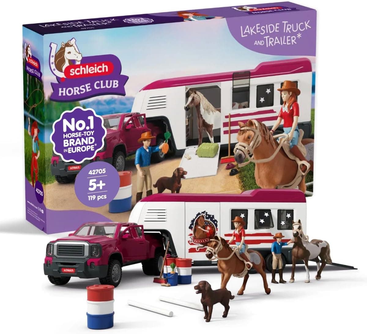 Schleich Horse Club 119-Piece Lakeside Truck and Trailer (Ages 5+)