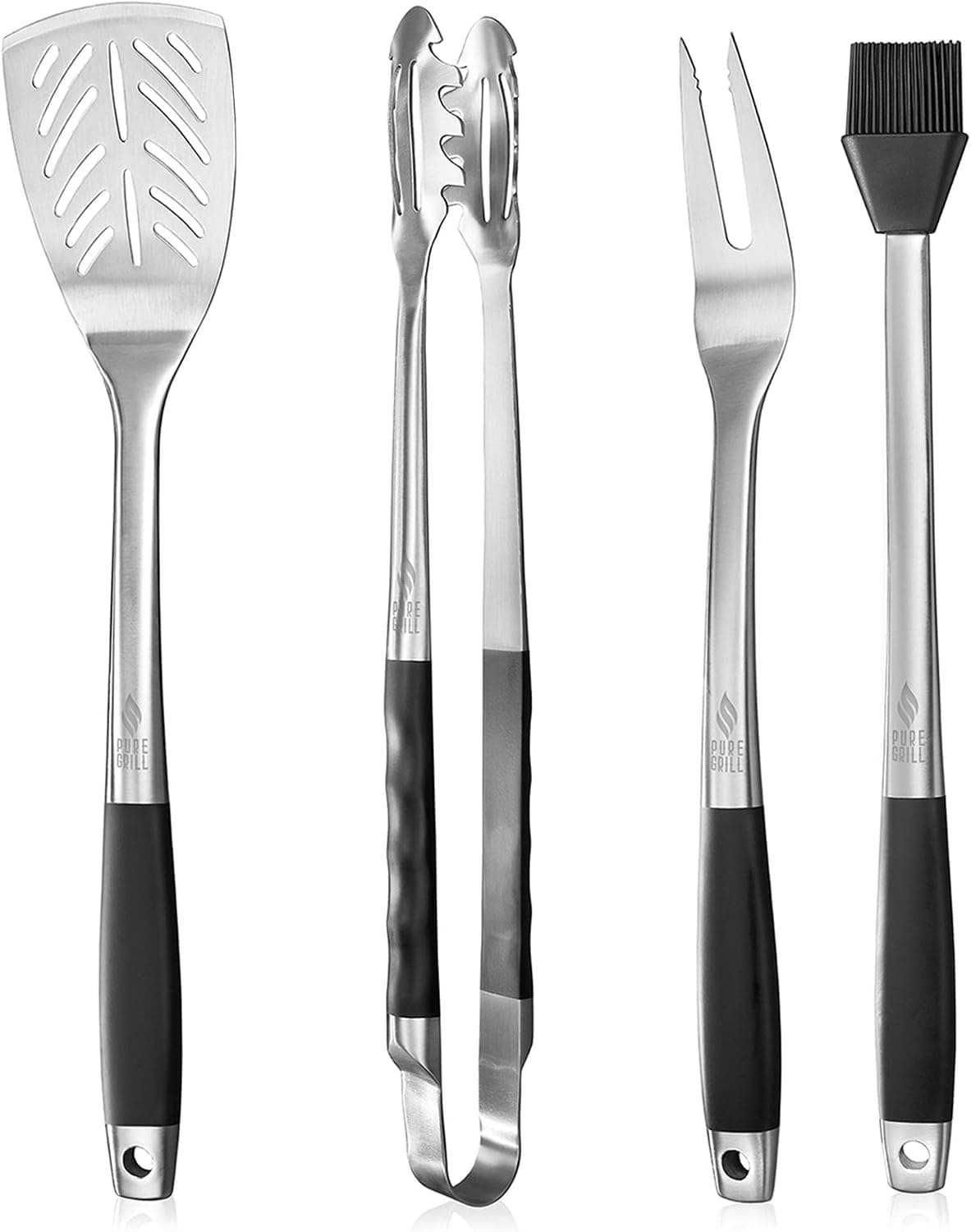 Pure Grill 4-Piece Stainless Steel BBQ Tool Set