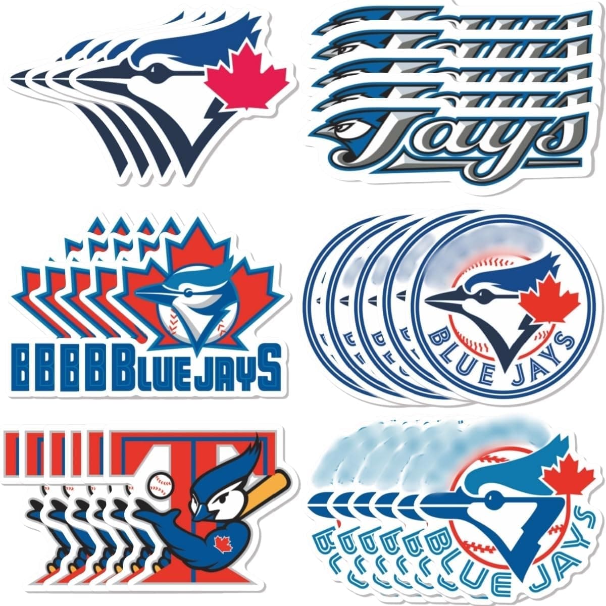 36 pcs Blue Jays Logo History Stickers, Waterproof Vinyl Baseball Decals
