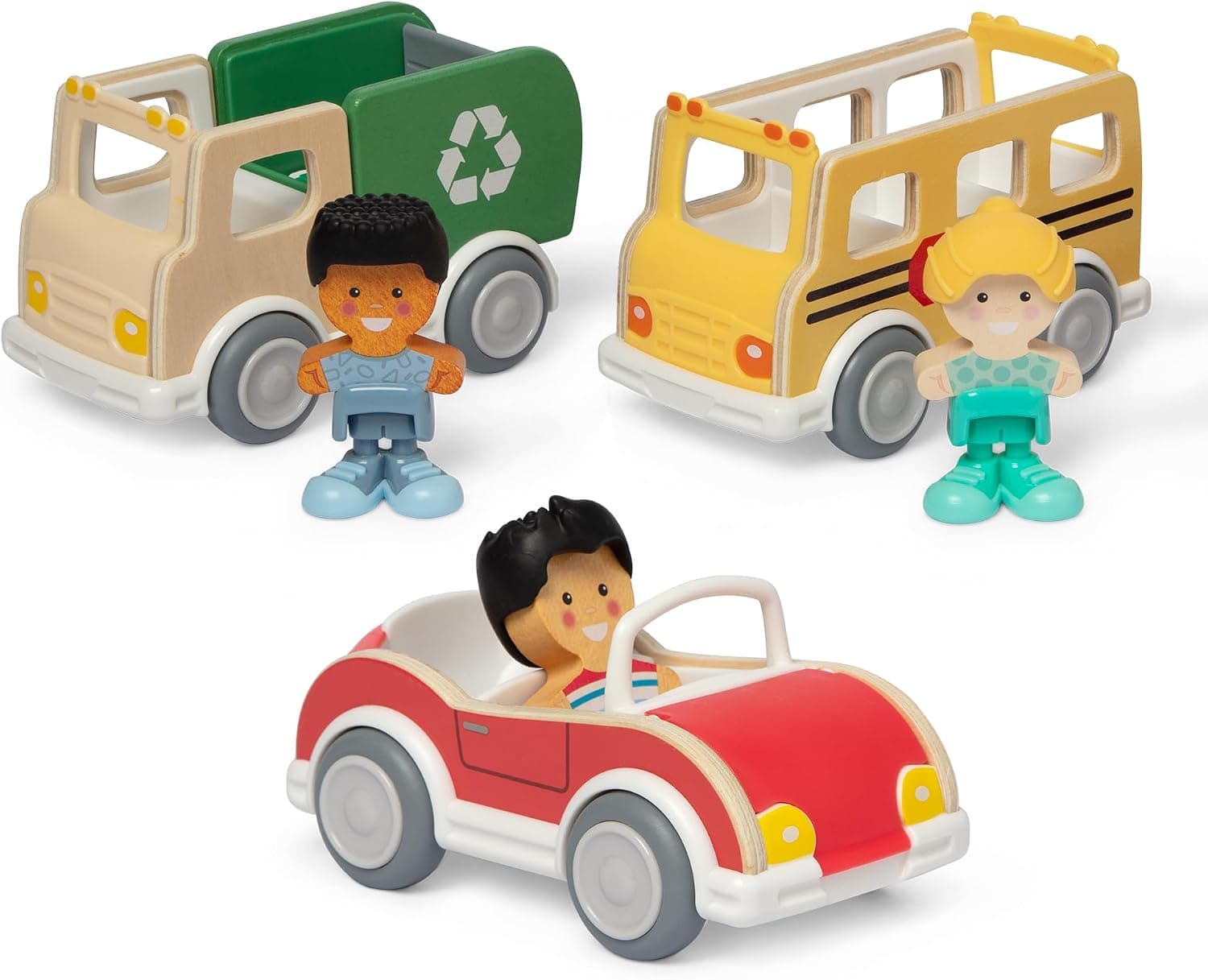 Melissa & Doug Cheery Lane Wooden Vehicle & Figures Pretend Play Set