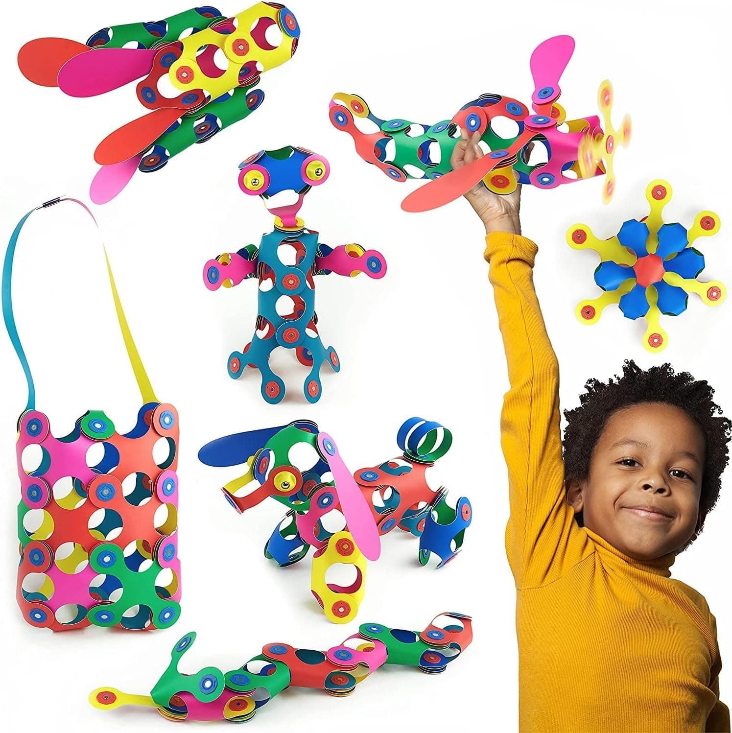 Clixo Rainbow Pack, Flexible Magnetic Building Toys (42 pc)