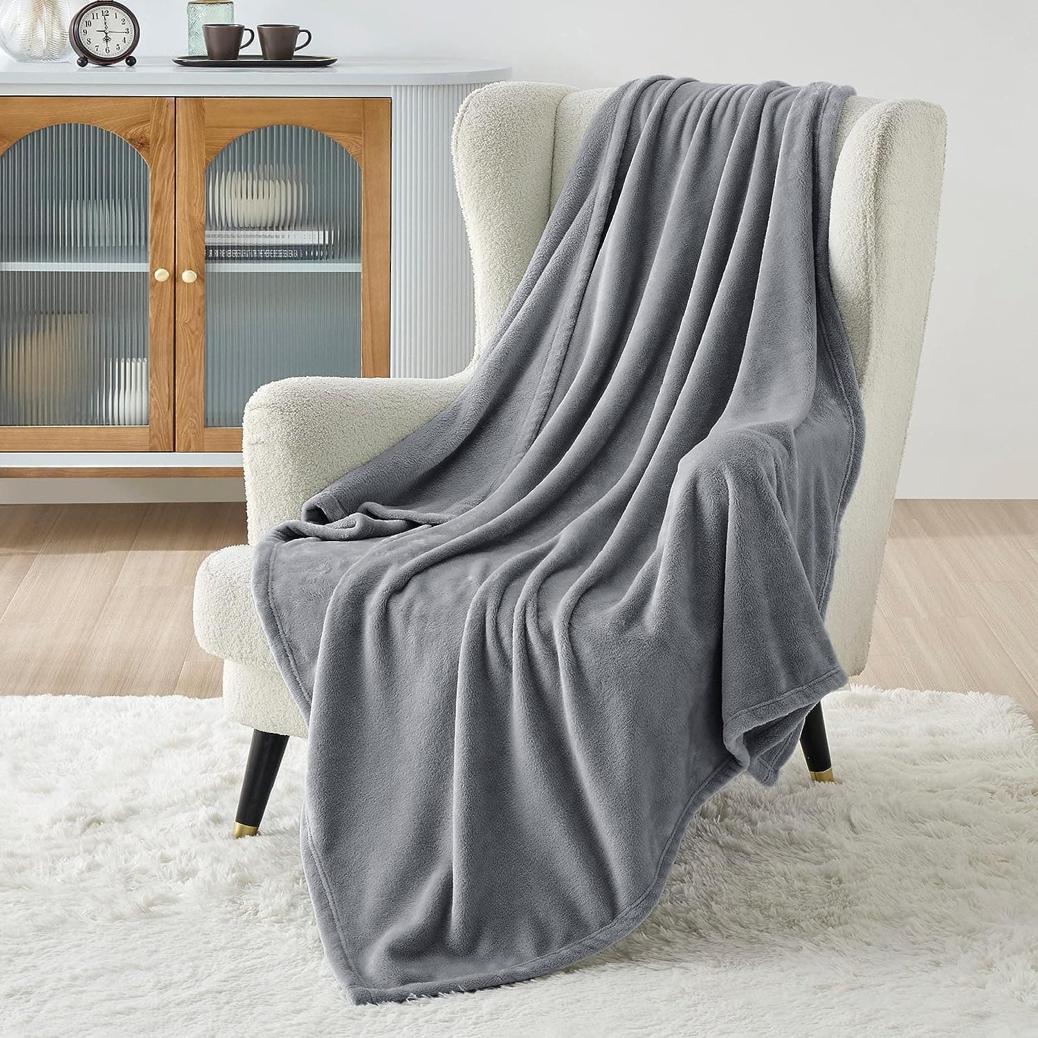 Bedsure Fleece Throw Blanket for Couch (Grey, 50x60)