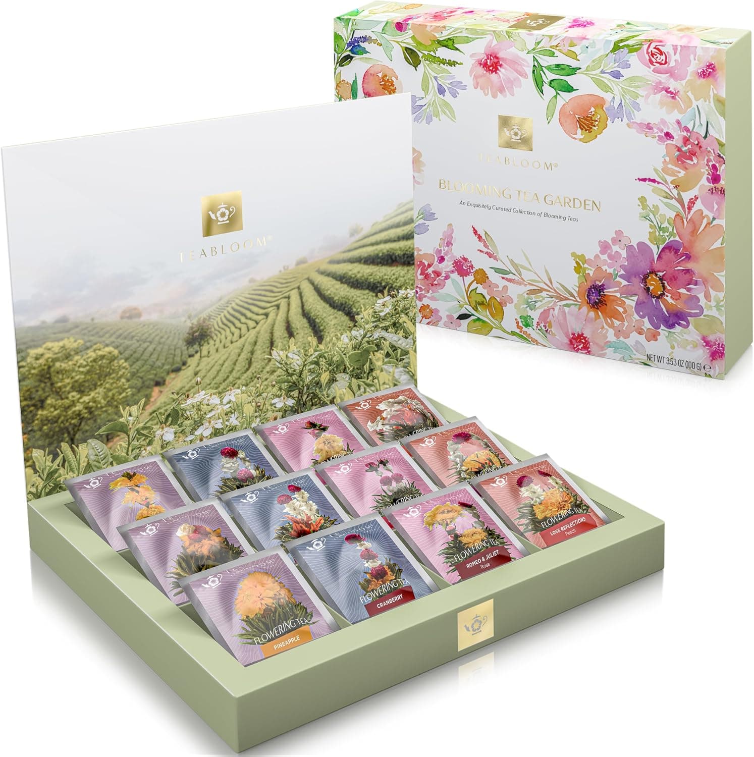 Teabloom Flowering Tea Chest - Curated Collection of 12 Flowering Teas