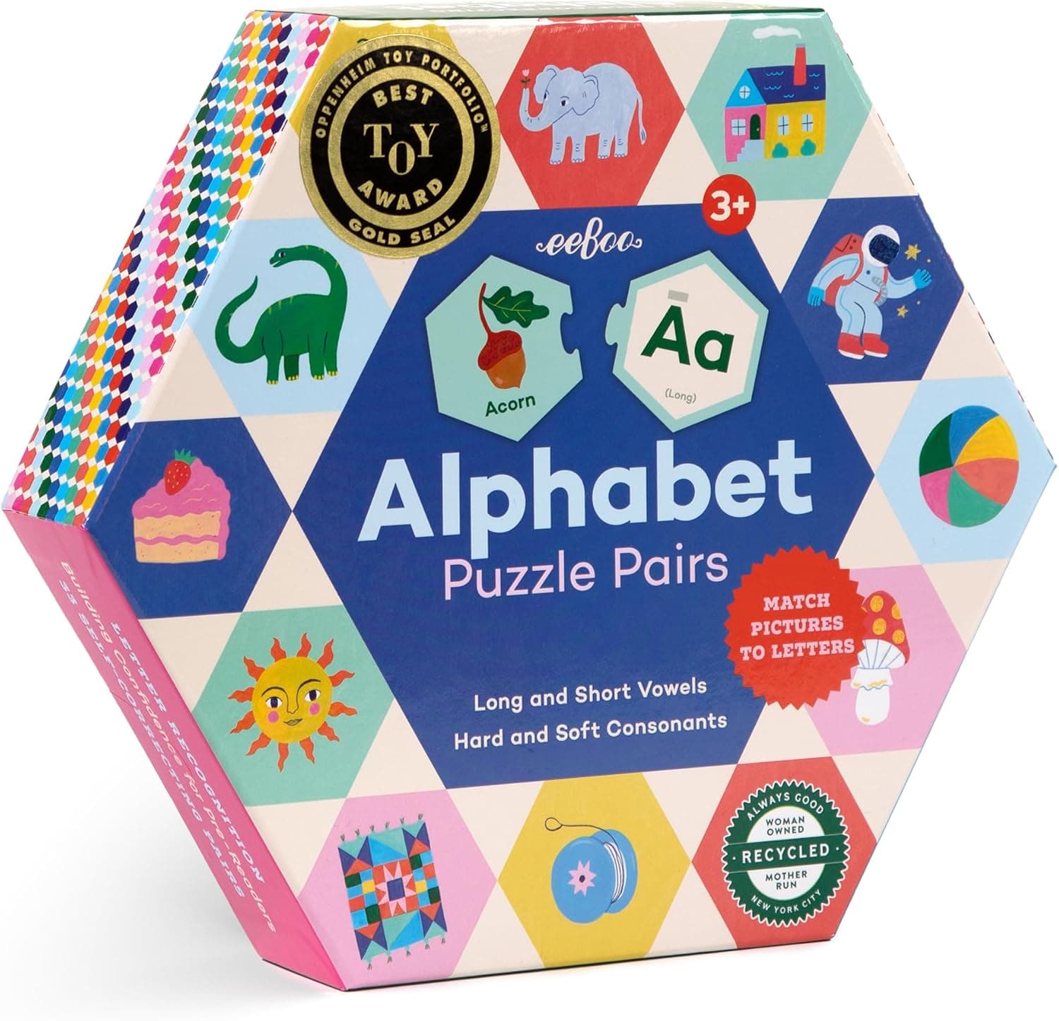eeBoo: Hexagon Puzzle Pairs - Alphabet (33 Pairs)