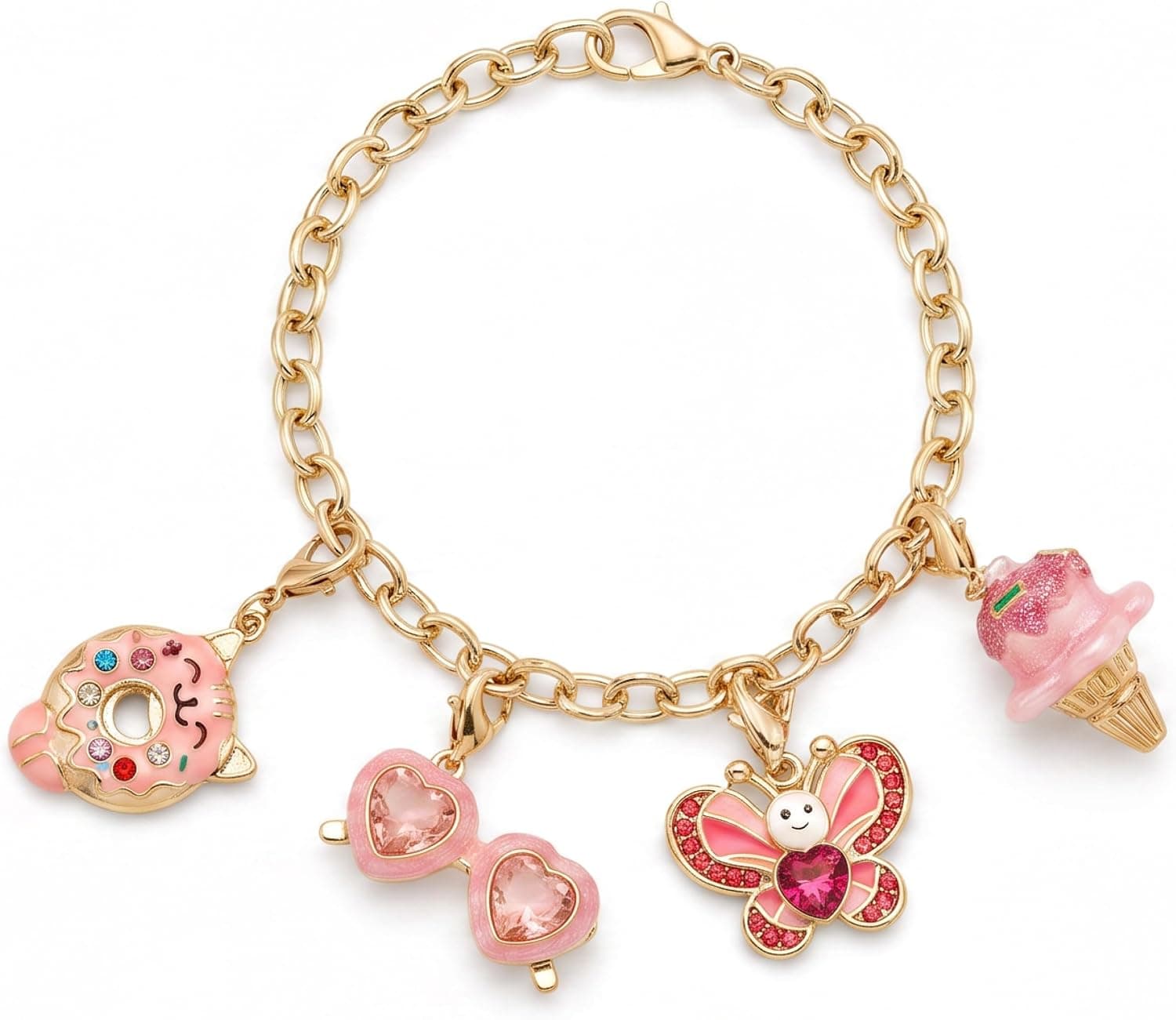 FAO Schwarz Charm Squad Cute Treats Bracelet & 4 Charms Set