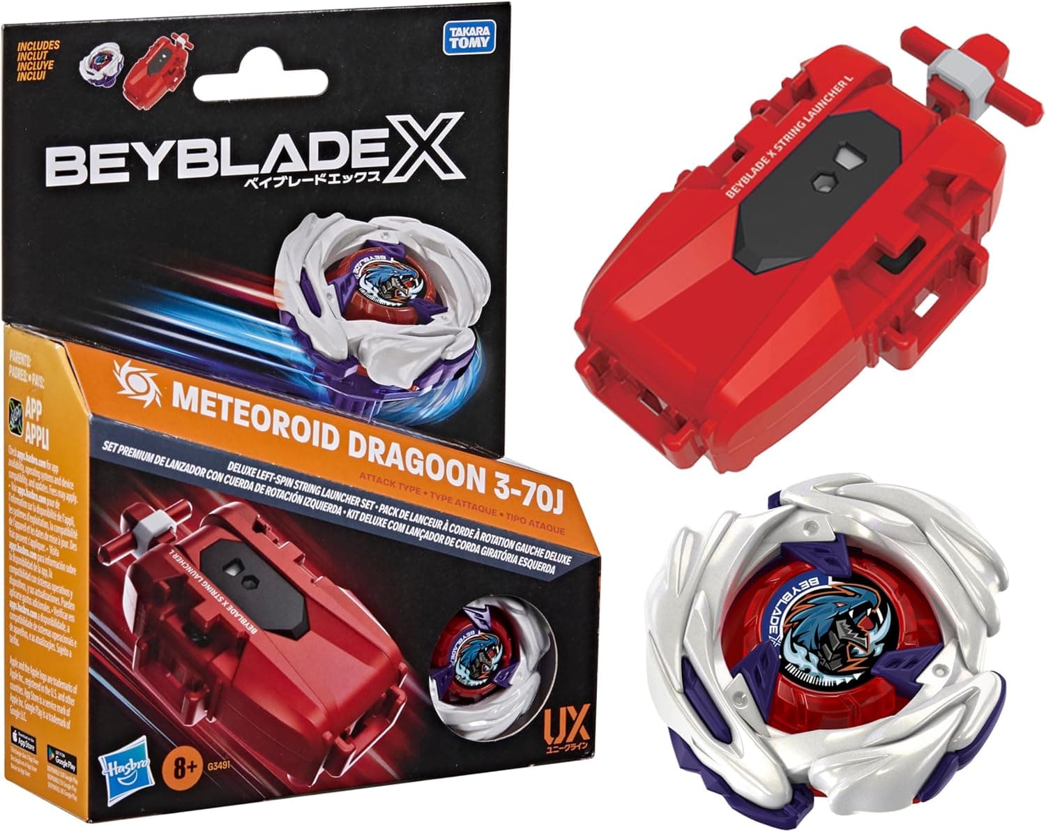 Beyblade X Meteoroid Dragoon Left-Spin Launcher Set