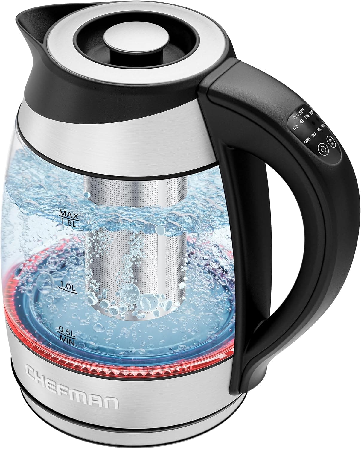 Chefman Electric Kettle with Temperature Control & Tea Infuser (1.8L)