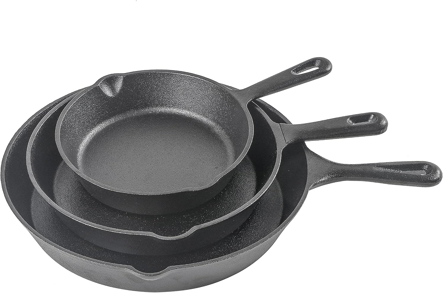 Commercial Chef 3-Piece Pre-Seasoned Cast Iron Skillet Set (8, 10, 12 inch)